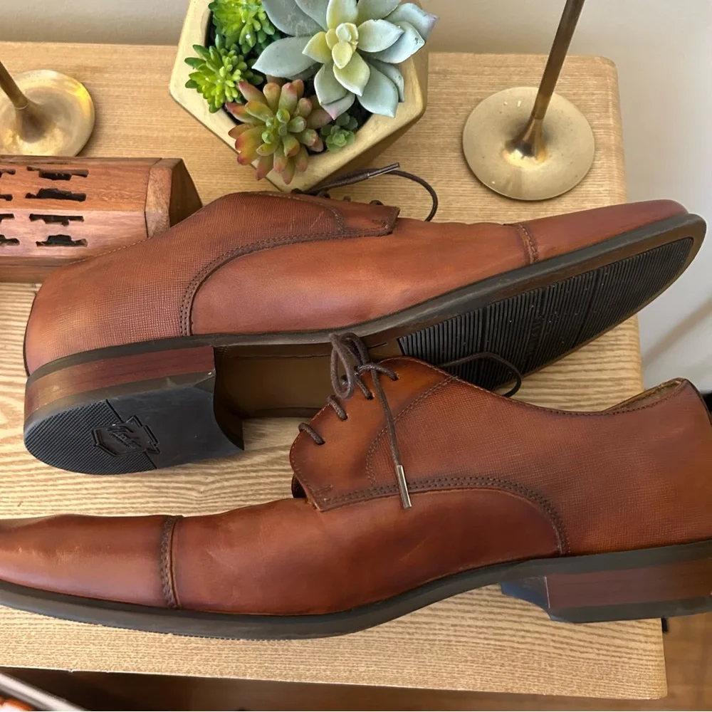Florsheim Men’s Leather Angelo Cap Toe Oxfords Dress Shoes Cognac Brown Size 11D